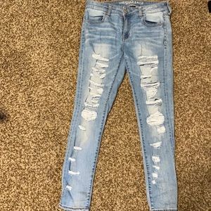 American Eagle Light Washed Ripped Jeans